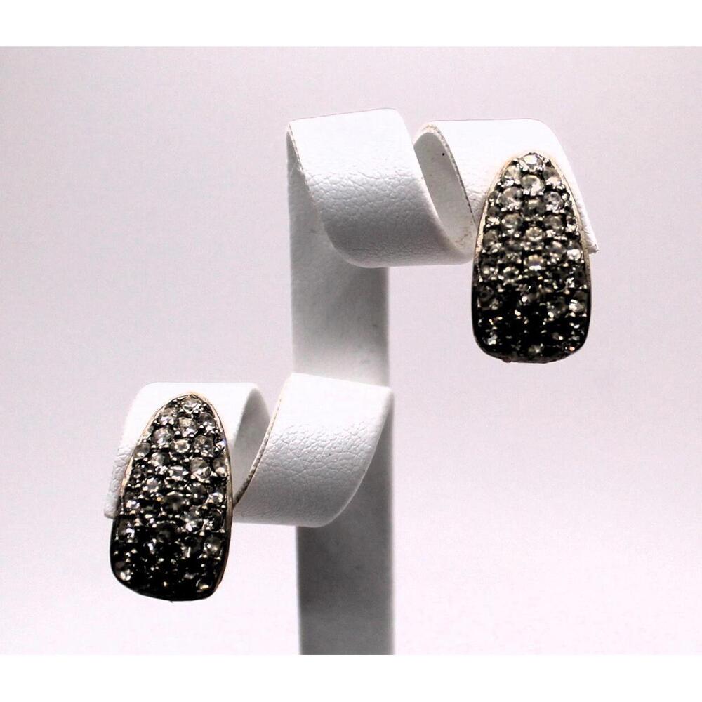 Vintage 1980s Signed GIVENCHY Curved Pavé Post Earrings